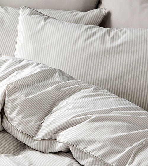Dove Grey Striped Bedding | Dip & Doze