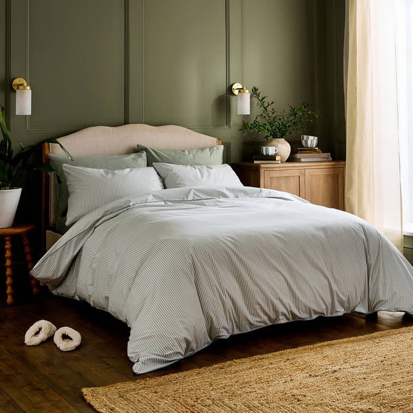 Green Striped Bedding Set