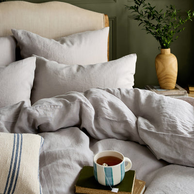 Dove Grey Natural linen Bedding | Dip & Doze