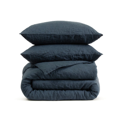 Fjord Dark Navy Blue Natural Linen Bedding | Dip & Doze