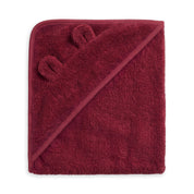 Berry Red Hooded Baby Towel with Ears