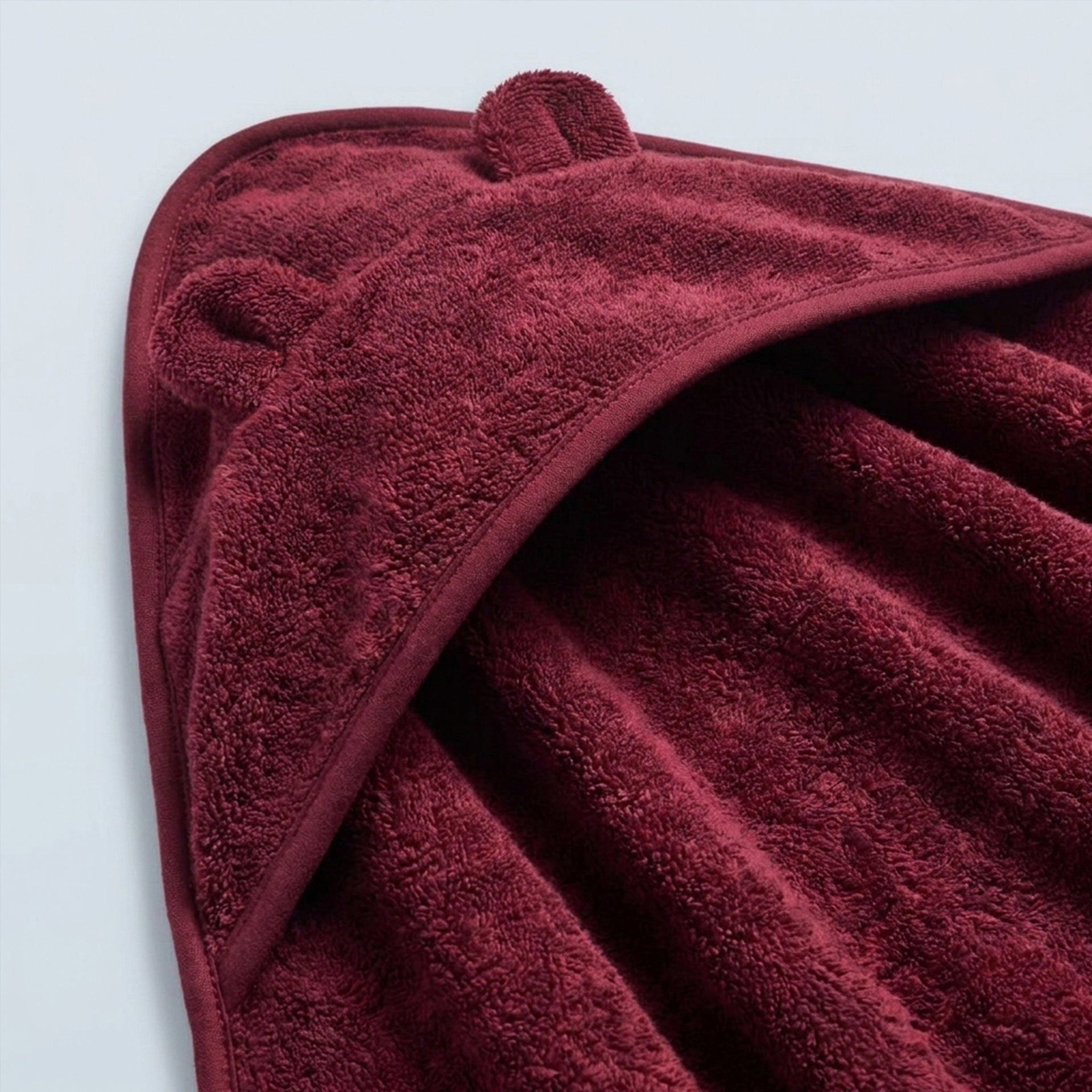 Berry Red Hooded Baby Towel with Ears