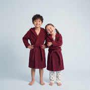 Berry Red Hooded Kids Towelling Robe