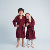 Berry Red Hooded Kids Towelling Robe