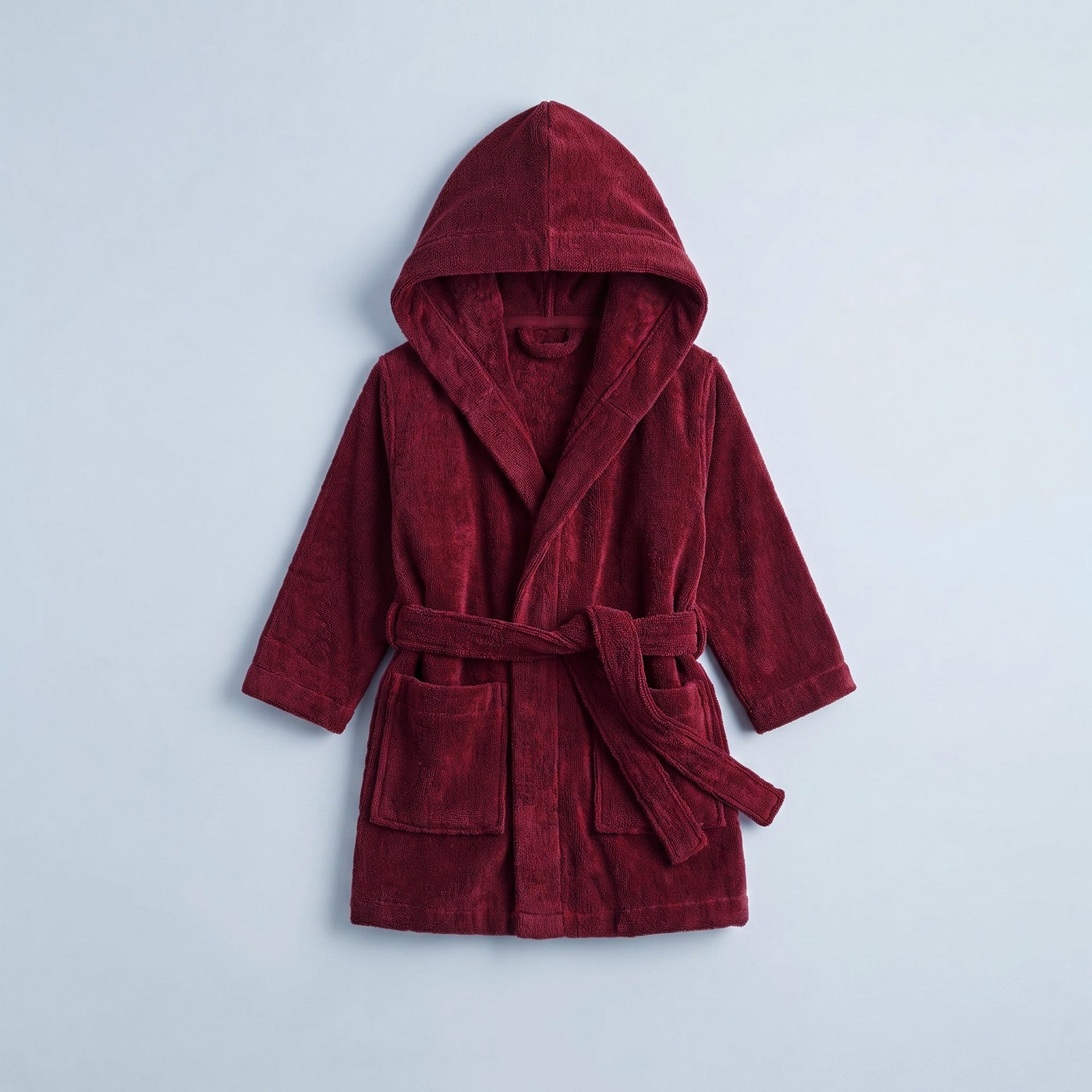 Berry Red Hooded Kids Towelling Robe