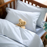 Sky Blue Striped Toddler Cot Bed Set