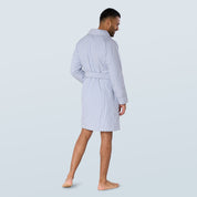 Sky Blue Striped Lightweight Short Towelling Robe