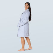 Sky Blue Striped Lightweight Short Towelling Robe