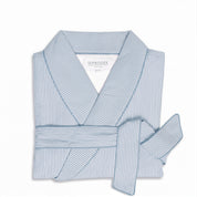 Sky Blue Striped Lightweight Short Towelling Robe