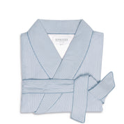 Sky Blue Striped Lightweight Short Towelling Robe
