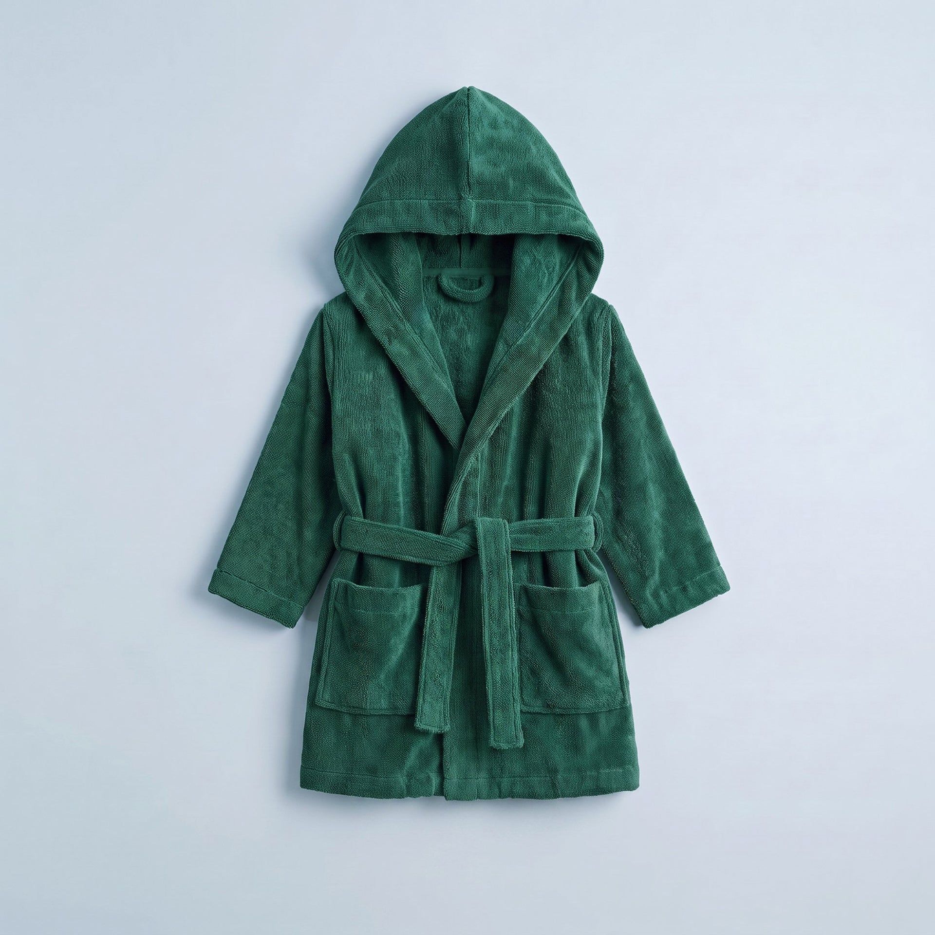 Fern Green Hooded Kids Towelling Robe