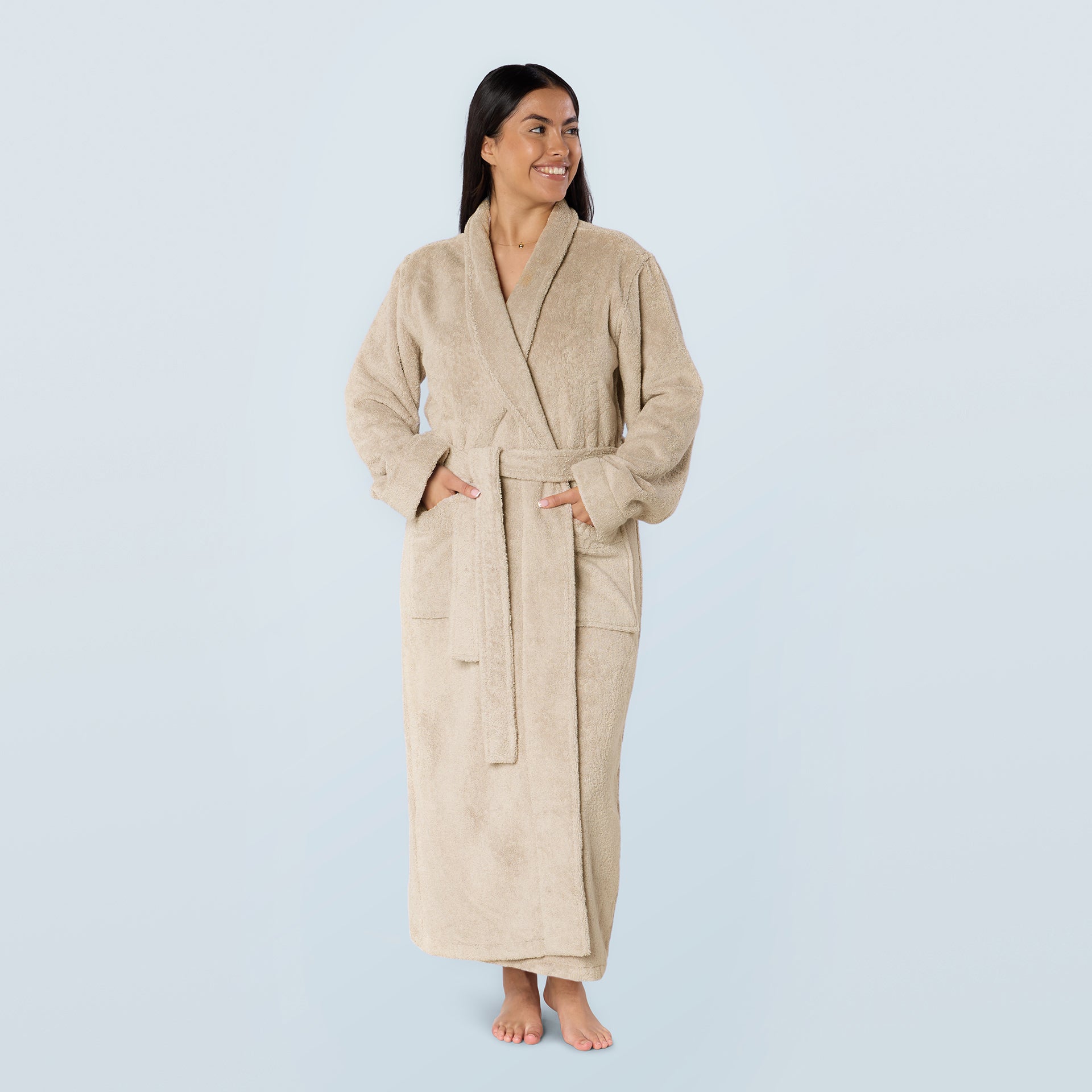Flax Long Towelling Robe