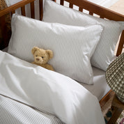 Dove Grey Striped Toddler Cot Bed Set