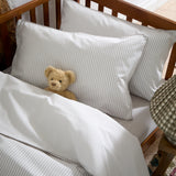 Dove Grey Striped Toddler Cot Bed Set