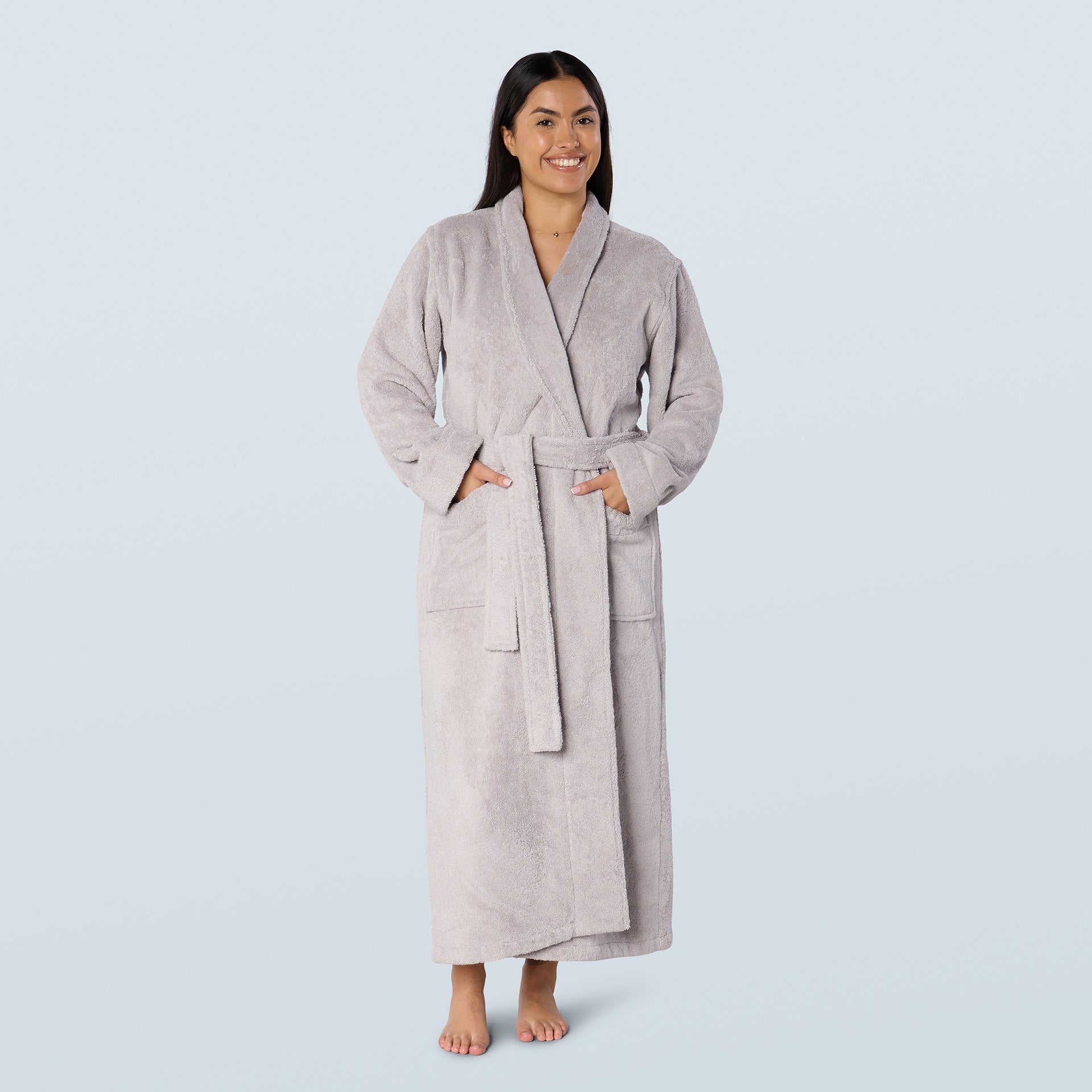 Grey Long Towelling Robe