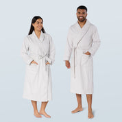 Grey Striped Lightweight Long Towelling Robe