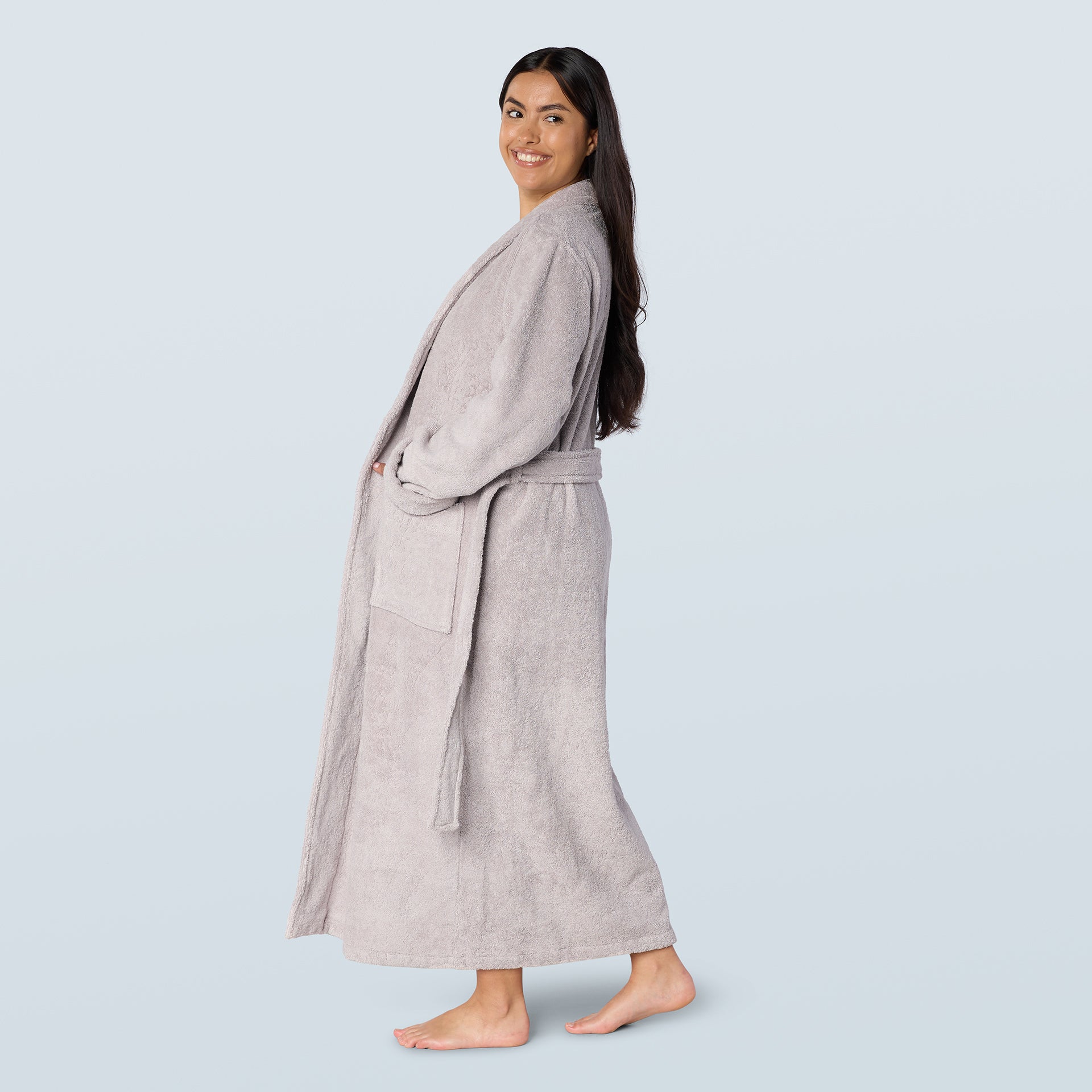 Grey Long Towelling Robe
