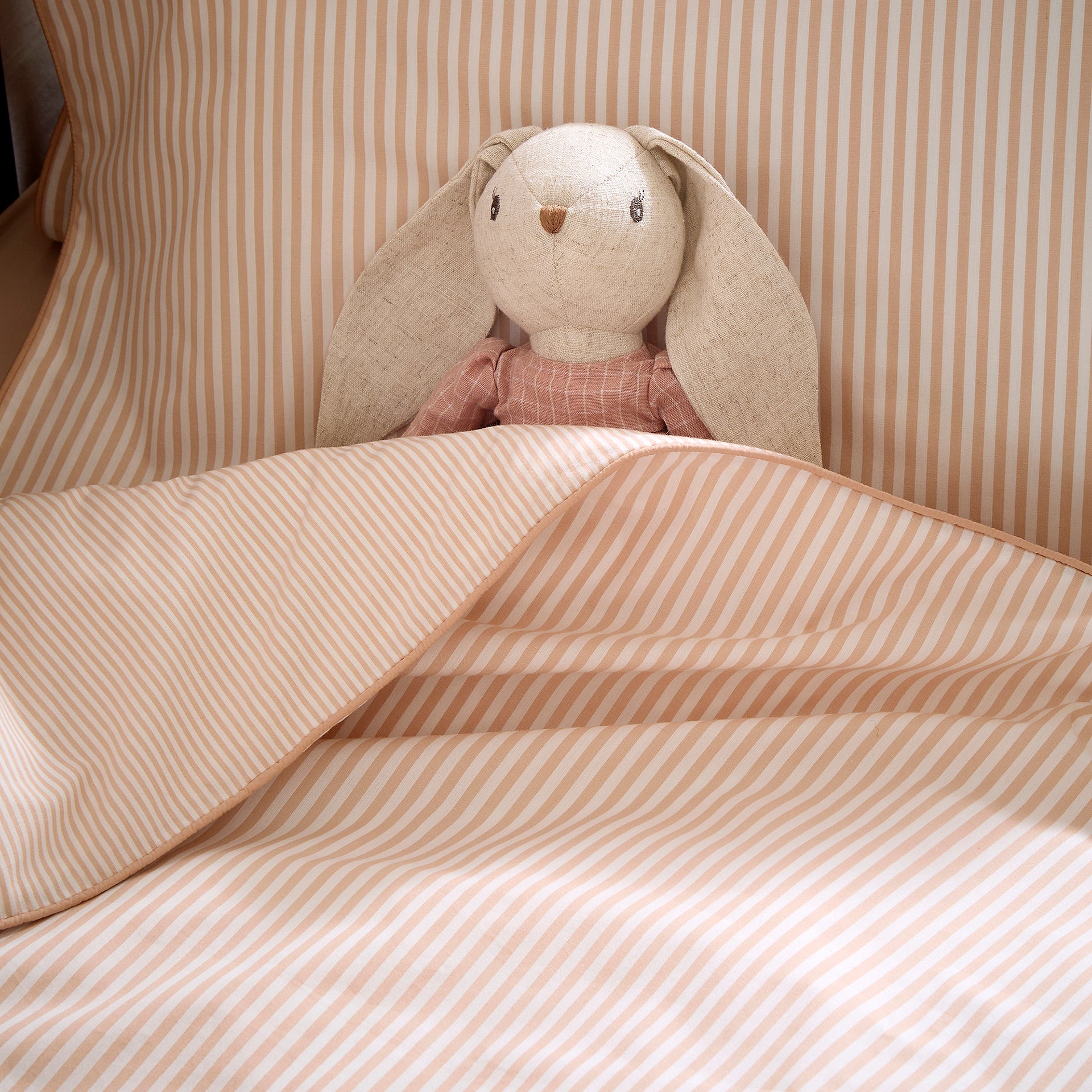 Clay Pink Striped Toddler Cot Bed Set