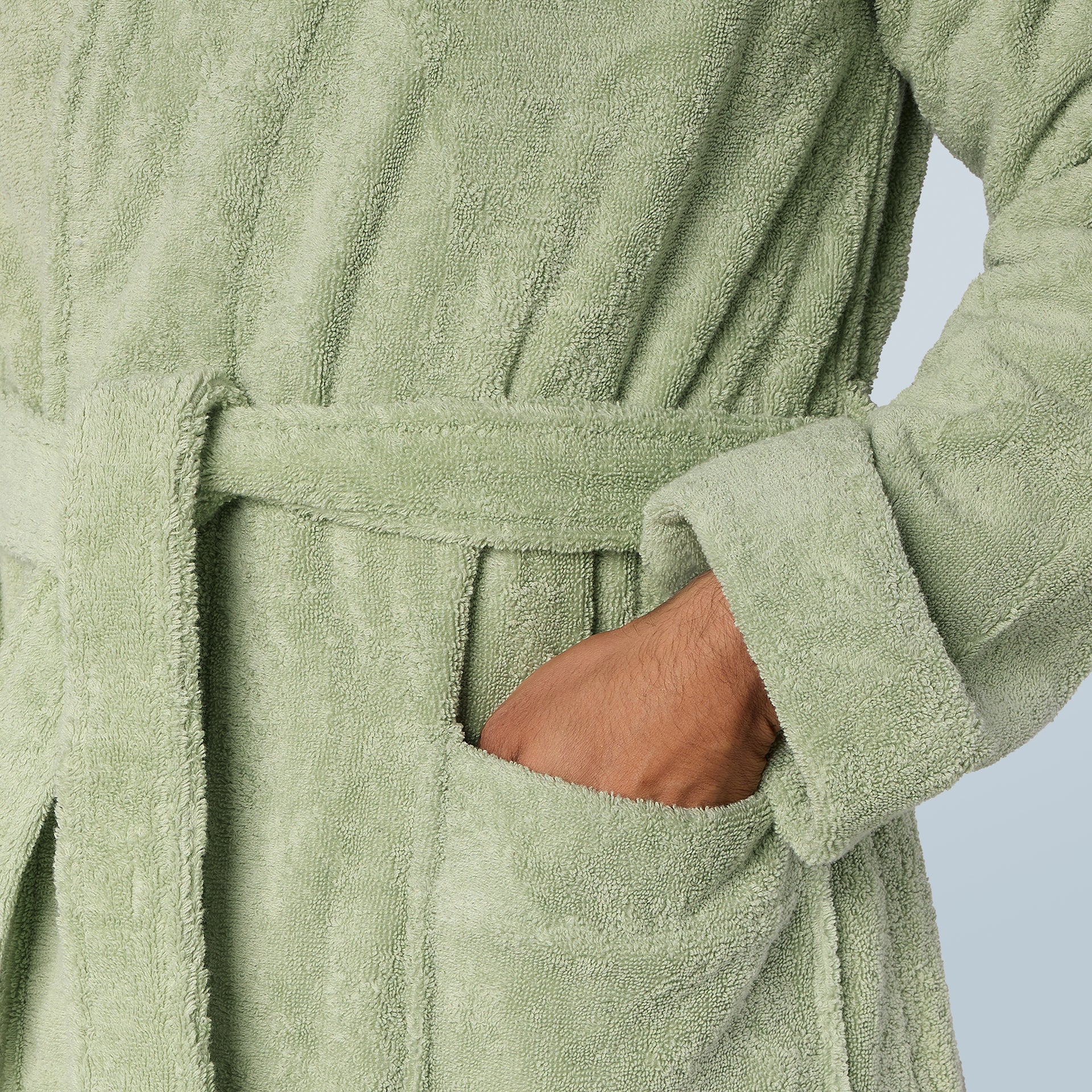 Sage Green Long Towelling Robe