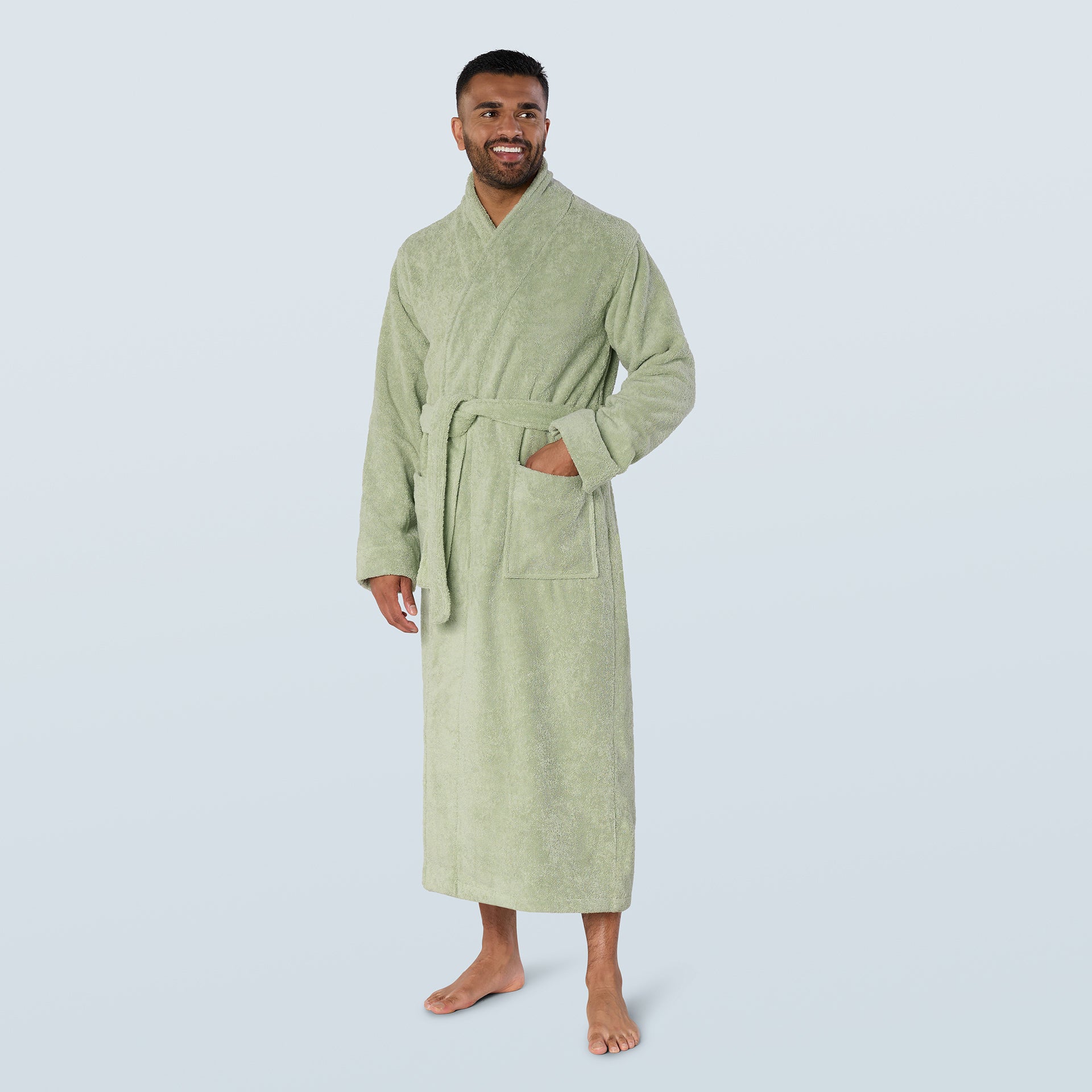 Sage Green Long Towelling Robe