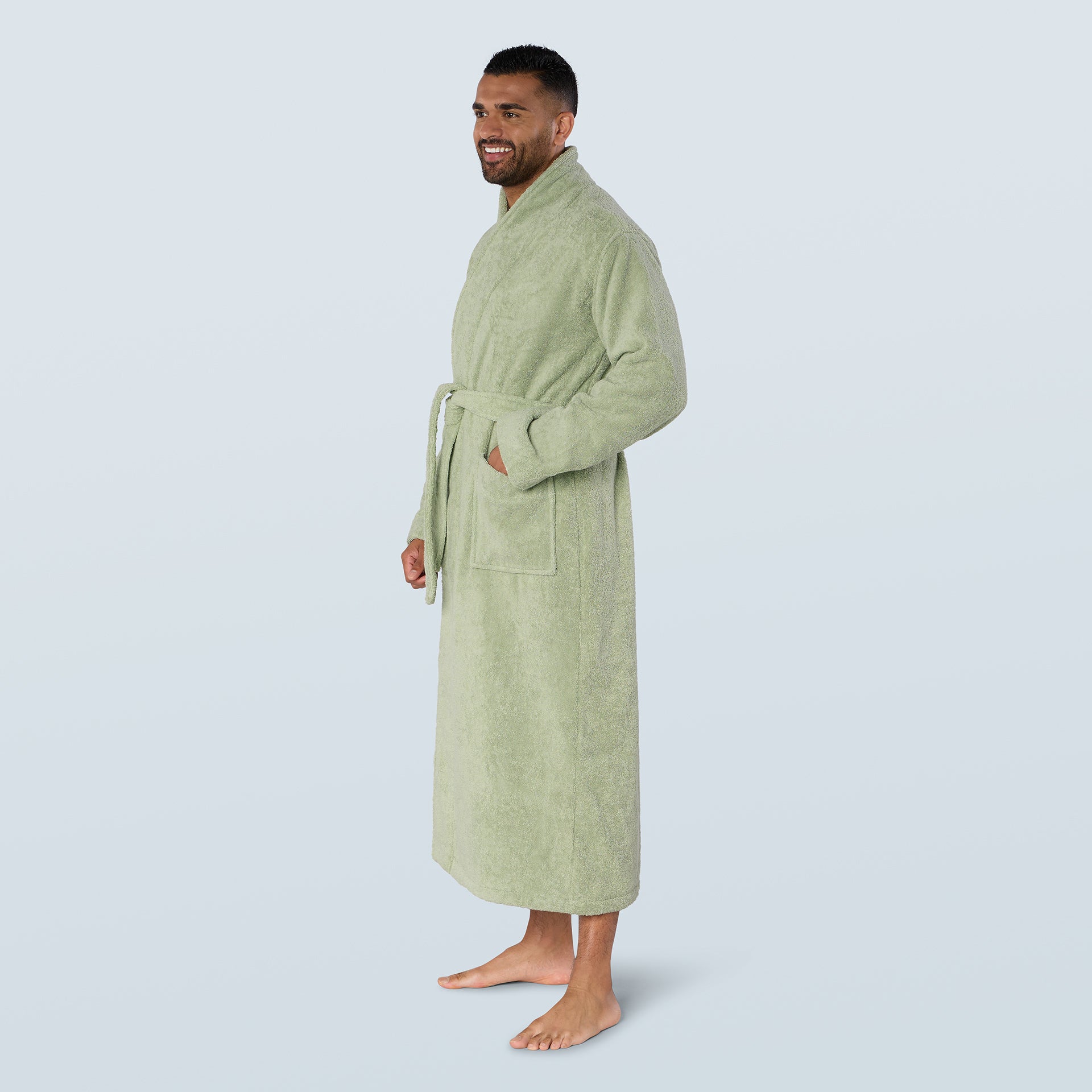 Sage Green Long Towelling Robe