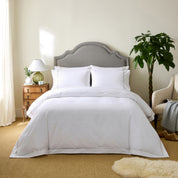 Silver Simple Embroidered Pillowcase Pair