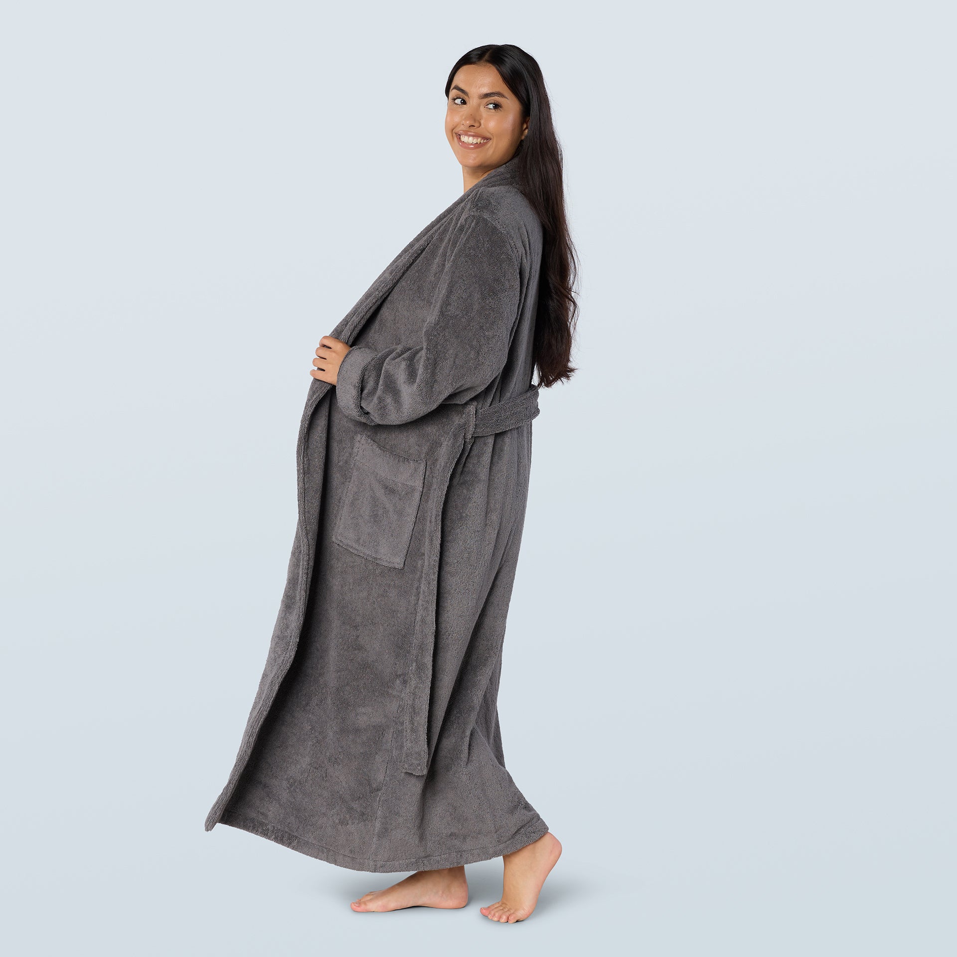 Slate Long Towelling Robe