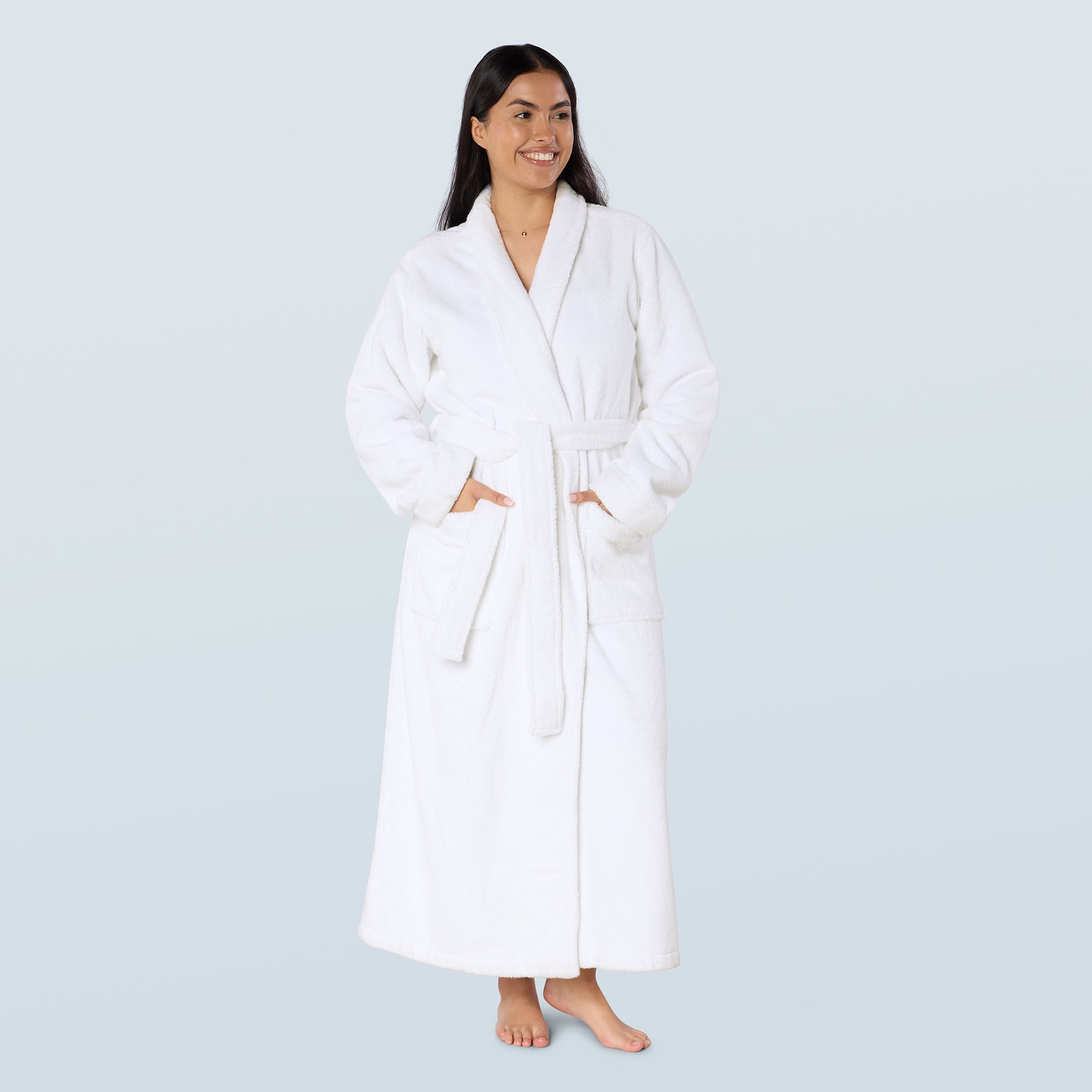 White Long Towelling Robe