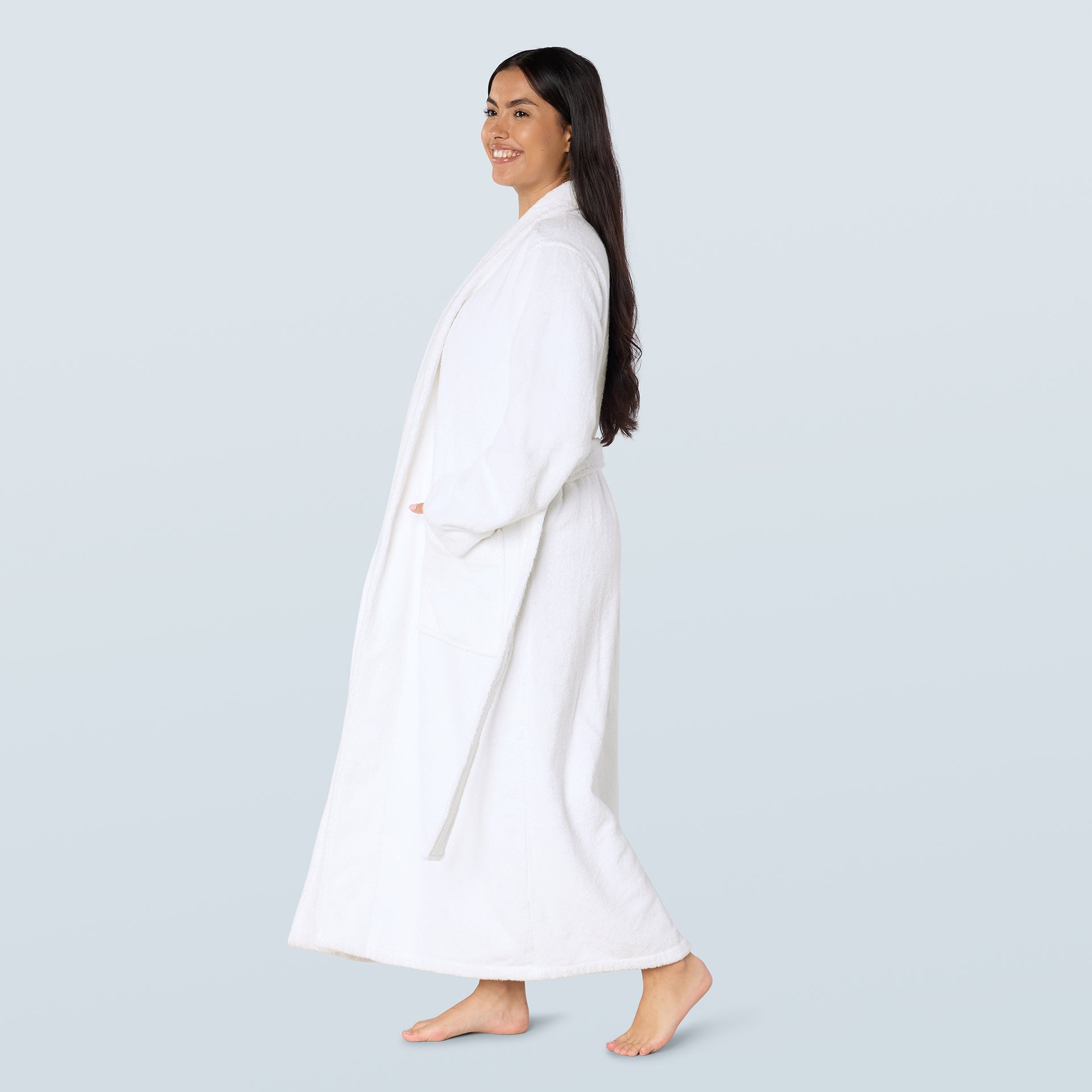 White Long Towelling Robe