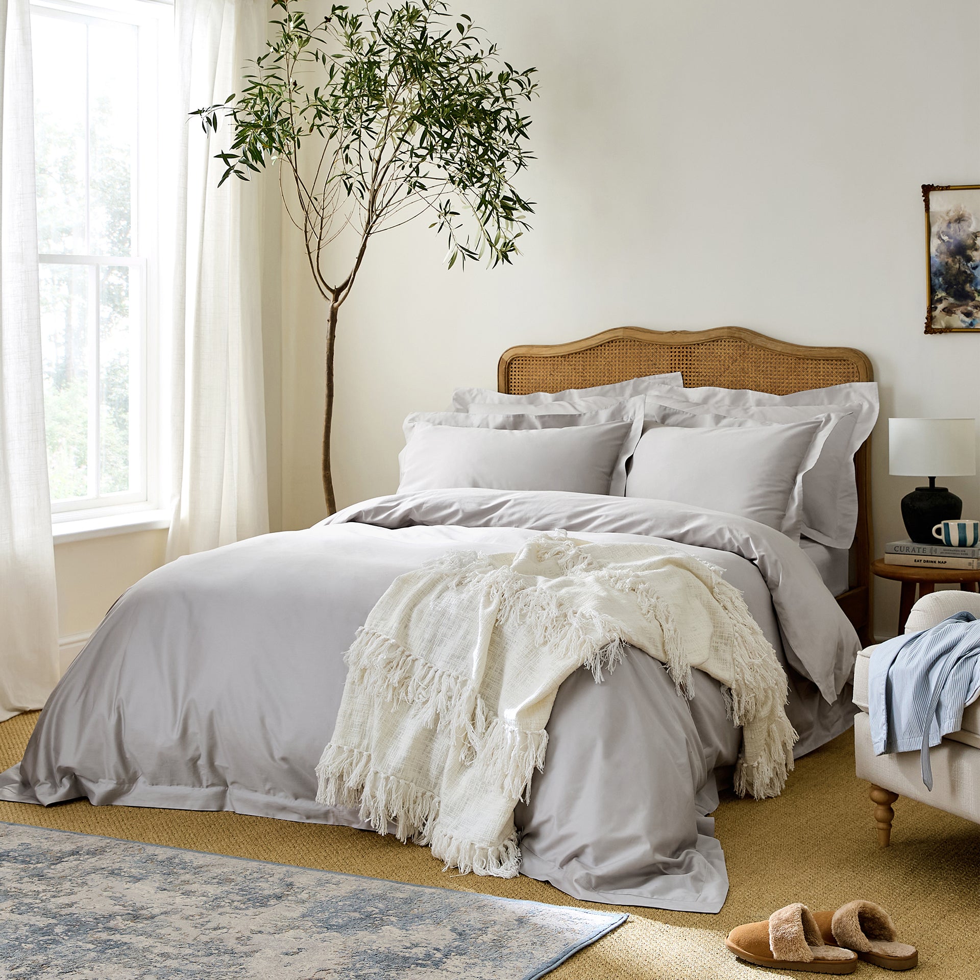 Dove Grey Edged Pillowcase Pair