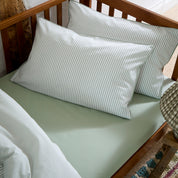 Sage Green Striped Toddler Pillowcase Pair