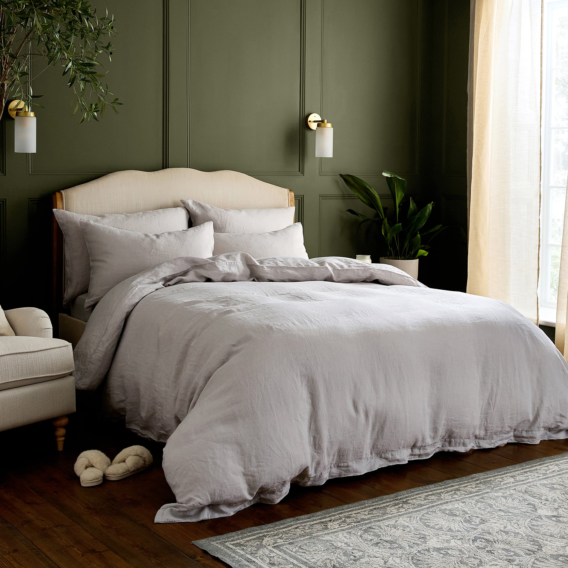 Dove Grey Linen Pillowcase Pair