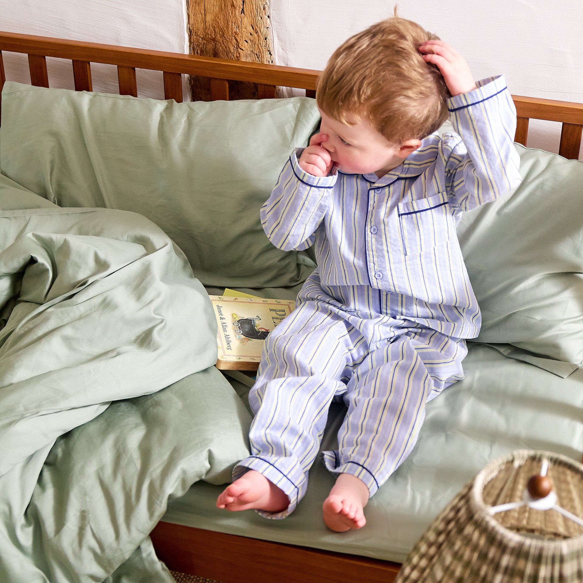 Sage Green Toddler Cot Bed Set