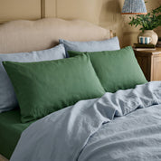 Thyme Green Linen Fitted Sheet