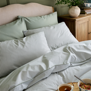 Sage Green Striped Duvet Cover