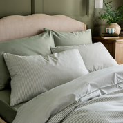 Sage Green Striped Pillowcase Pair