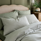 Sage Green Striped Pillowcase Pair