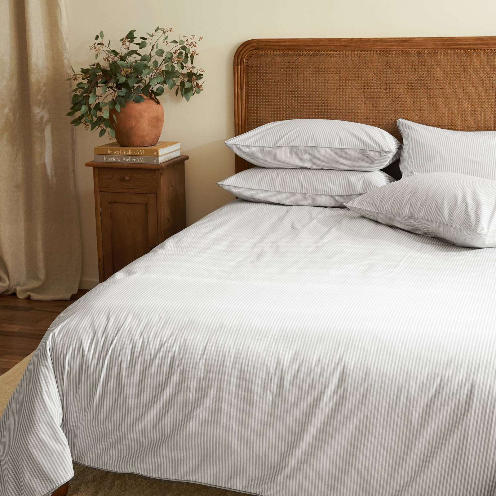 Grey stripe pillowcase store