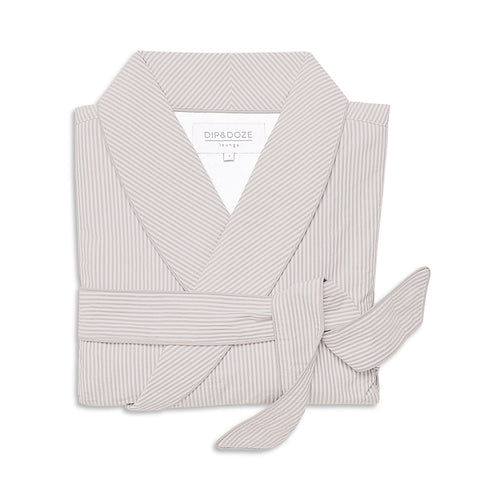 Grey Striped Perfect Towelling Robe
